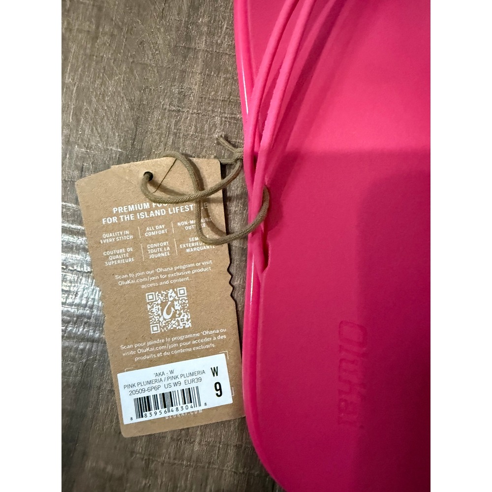 NWT OluKai Aka‎ Pink Plumeria Women's Flip Flops Sandals Size 9 New with Tags - Picture 2 of 5